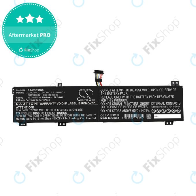 Batterie für Lenovo Legion 5, 5 Pro, 7, 7i, R7000p, 5100mAh, Li-Pol, 15.36V, L20C4PC1, HQ