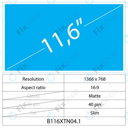 11.6 LCD Slim Matte 40 pin HD