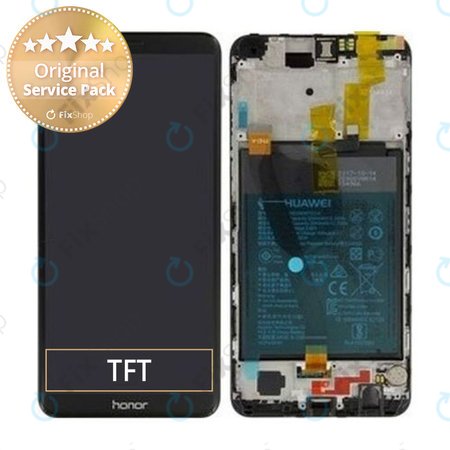 Huawei Honor 7X BND-L21 - LCD Display + Touchscreen Front Glas + Rahmen + Batterie (Black) - 02351PUU Genuine Service Pack