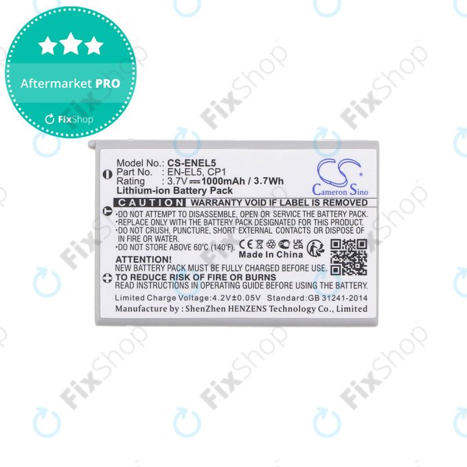 Nikon Coolpix, Coolpix AW, Coolpix P, Coolpix S, KlickTel Navigator K5 - Akku Batterie EN-EL5 Li-Ion 1000mAh HQ