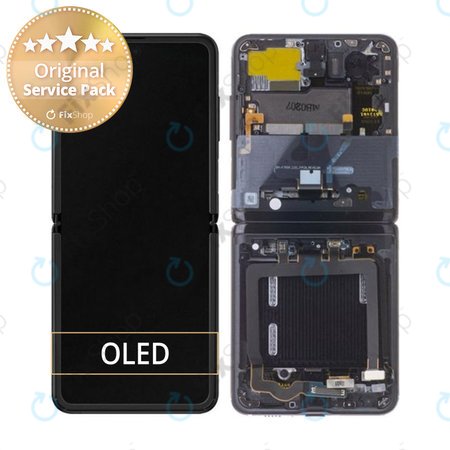 Samsung Galaxy Z Flip F700N - LCD Display + Touchscreen Front Glas + Rahmen (Thom Browne Edition) - GH82-22215C Genuine Service Pack