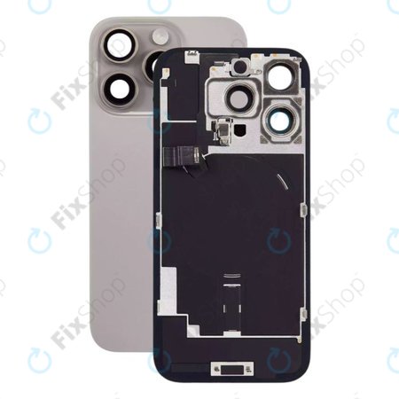 Apple iPhone 16 Pro - Rückgehäuseglas + Kameraglas + Metallplatte + Magsafe-Magnet (Natural Titanium)