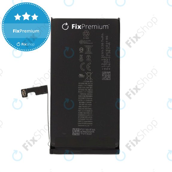 Akku Batterie für iPhone 15, 3349mAh, A3018, FixPremium