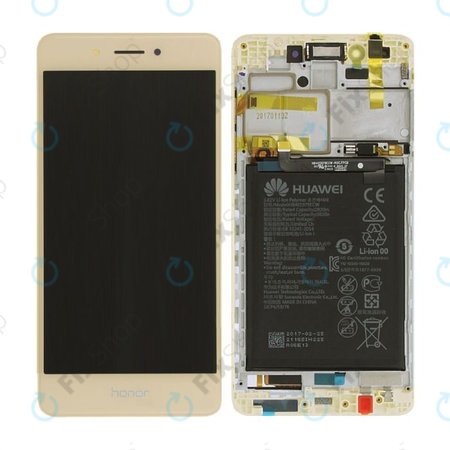 Huawei Honor 6C - LCD Display + Touchscreen front Glas + Rahmen + Akku Batterie (Gold) - 97070QUD