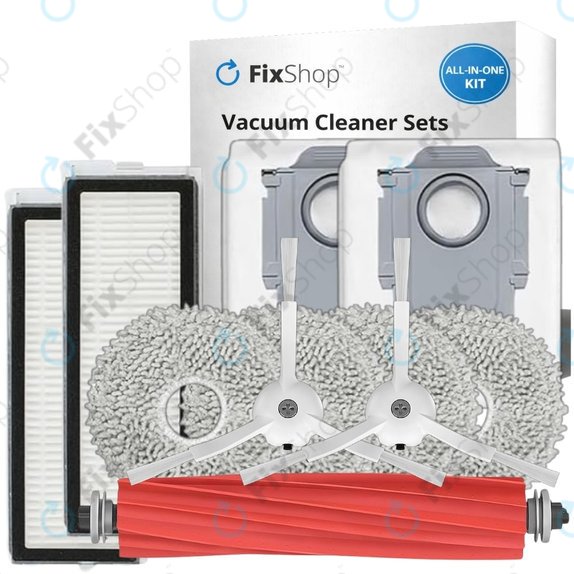 Ersatzteilset für Roborock Qrevo MaxV, Pro, S (1x Hauptbürste, 2x Filter, 2x Seitenbürste, 4x Wischtuch, 2x Staubbeutel)