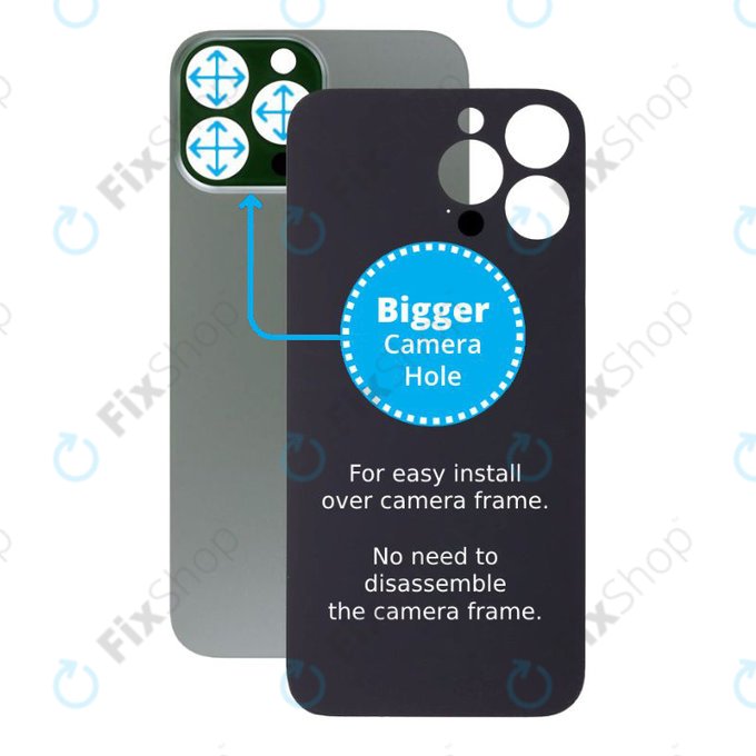 Apple iPhone 13 Pro Max - Hinteres Gehäuseglas mit größerem Kameraloch (Alpine Green)