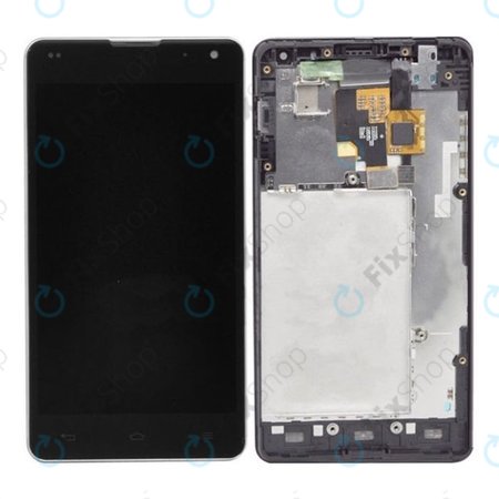 LG Optimus G E975 - LCD Display + Touchscreen front Glas + Rahmen (Schwarz)