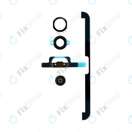 Apple iPad Mini, Mini 2 - Home Taste + Flex Kabel + Halterung + Plastik Ring + Dichtung (Black)
