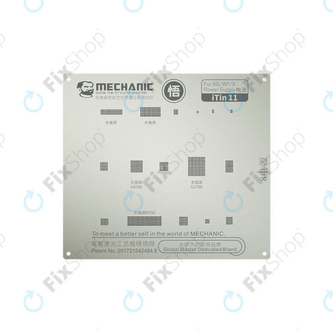 Mechanic iTin 11 - Hauptplatine Stahlschablone für iPhone 8, 8 Plus, X