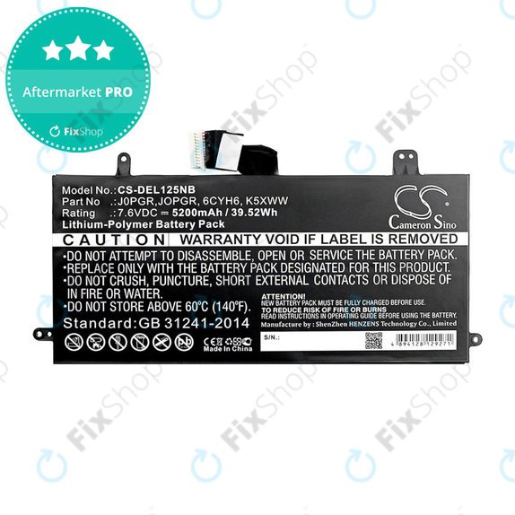 Batterie für Dell Latitude 5290, Latitude 12 5285, 5200mAh, Li-Pol, 7.6V, J0PGR, HQ
