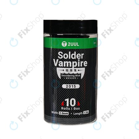 2UUL DW15 Solder Vampire - Entlötgeflecht (20mm × 1.5m) - 10Stk.