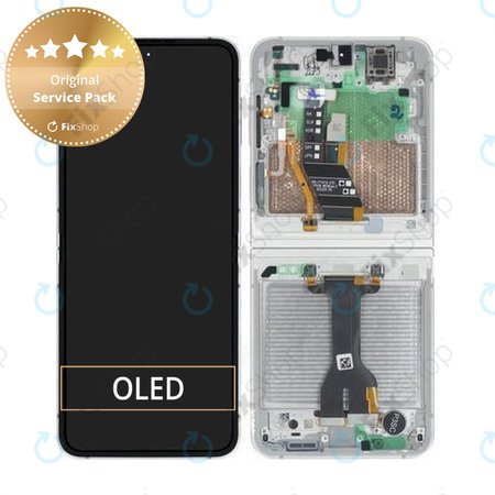 Samsung Galaxy Z Flip 7 FE F761B - LCD Display + Touchscreen Front Glas + Rahmen (White) - GH82-37734B Genuine Service Pack