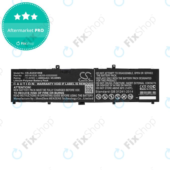 Akku batterie für Asus UX310, UX310UAK, UX410UQ, 4000mAh, Li-Pol, 11.4V, B31N1535, HQ