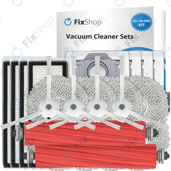 Ersatzteilset für Roborock Qrevo MaxV, Pro, S (2x Hauptbürste, 4x Filter, 4x Seitenbürste, 8x Wischtuch, 4x Staubbeutel)