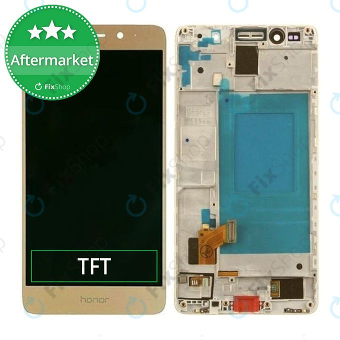 Huawei Honor 7 - LCD Display + Touchscreen Front Glas + Rahmen (Gold) TFT