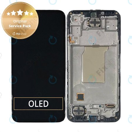 Samsung Galaxy M35 M356B - LCD Display + Touchscreen Front Glas + Rahmen (Black) - GH82-35001A Genuine Service Pack