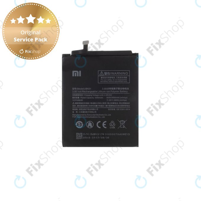 Xiaomi Redmi Note 5A, Redmi S2 (Redmi Y2) - Akku Batterie BN31 3080mAh - 46BN31G05014 Genuine Service Pack