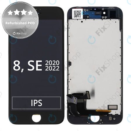 Apple iPhone 8, SE (2020), SE (2022) - LCD Display + Touchscreen Front Glas + Rahmen (Black) Refurbished PRO