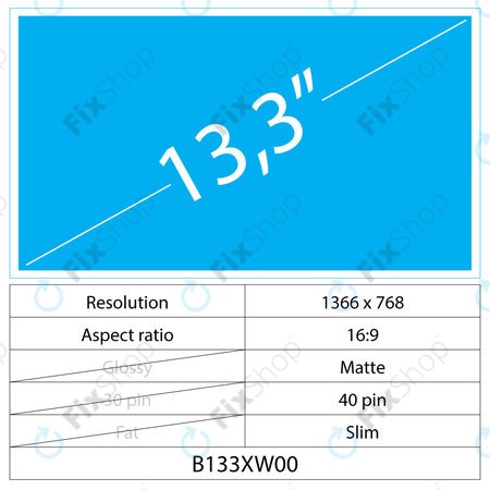 13.3 LCD Slim Matte 40 pin HD