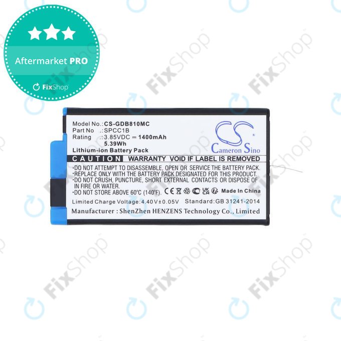 Akku batterie für GoPro Max, Max 360, Acbat-001, 1400mAh, Li-Ion, 3.85V, SPCC1B, HQ