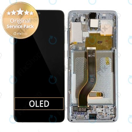 Samsung Galaxy S20 Plus G985F - LCD Display + Touchscreen Front Glas + Rahmen (Cloud White) - GH82-22134B, GH82-22145B Genuine Service Pack