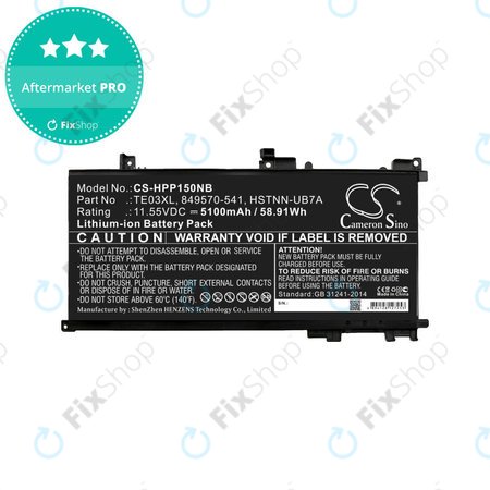 Batterie für HP Omen 15, Pavilion 15, WASD 15, 5100mAh, Li-Ion, 11.55V, TE03XL, HQ