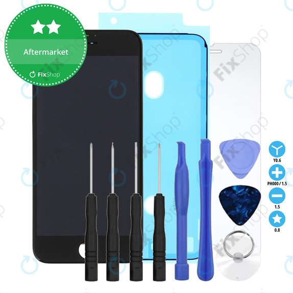 Display für iPhone 8, SE (2020), SE (2022), Black, Touchscreen-Glas mit Rahmen, Klebemittel (Adhesive), Gehärtetes Glas, Werkzeuge