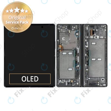 Samsung Galaxy Z Fold 2 F916B - LCD Display + Touchscreen Front Glas + Rahmen (Mystic Black) - GH82-23968A, GH82-23969A Genuine Service Pack