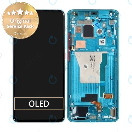 Xiaomi Pocophone F2 Pro - LCD Display + Touchscreen Front Glas + Rahmen (Neon Blue) - 56000D0J1100 Genuine Service Pack