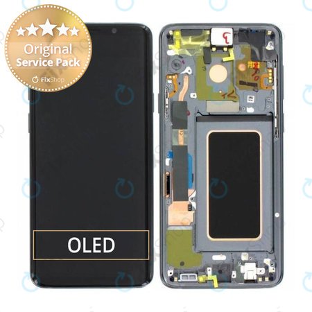 Samsung Galaxy S9 Plus G965F, G965FD - LCD Display + Touchscreen Front Glas + Rahmen (Titanium Gray) - GH97-21691C, GH97-21722C, GH97-21692C Genuine Service Pack