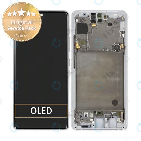 Samsung Galaxy A71 5G A716B - LCD Display + Touchscreen Front Glas + Rahmen (Prism Cube Sliver) - GH82-22804B Genuine Service Pack
