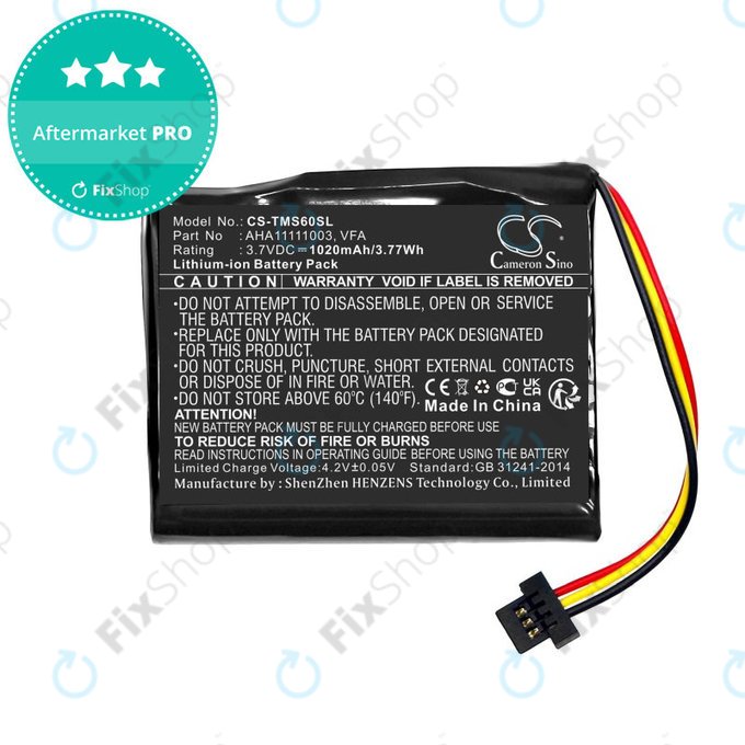 Batterie für TomTom Start 60, 1020mAh, Li-Ion, 3.7V, VFA, HQ