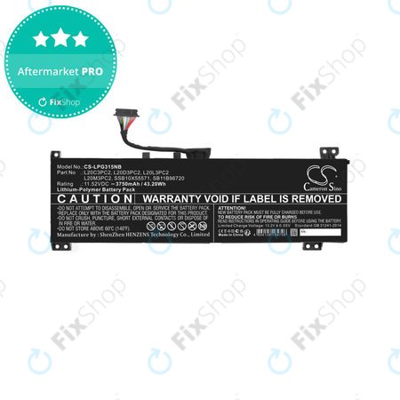 Batterie für Lenovo IdeaPad Gaming 3, 3750mAh, Li-Pol, 11.52V, L20C3PC2, HQ