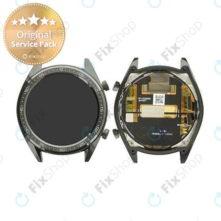 Huawei Watch GT Sport Fortuna B19S - LCD Display + Touchscreen Front Glas + Rahmen (Black) - 02352GNG Genuine Service Pack