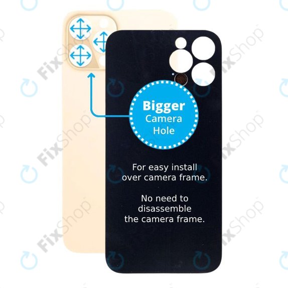 Apple iPhone 12 Pro Max - Backcover Glas Vergrössertes Ringloch für die Kamera (Gold)