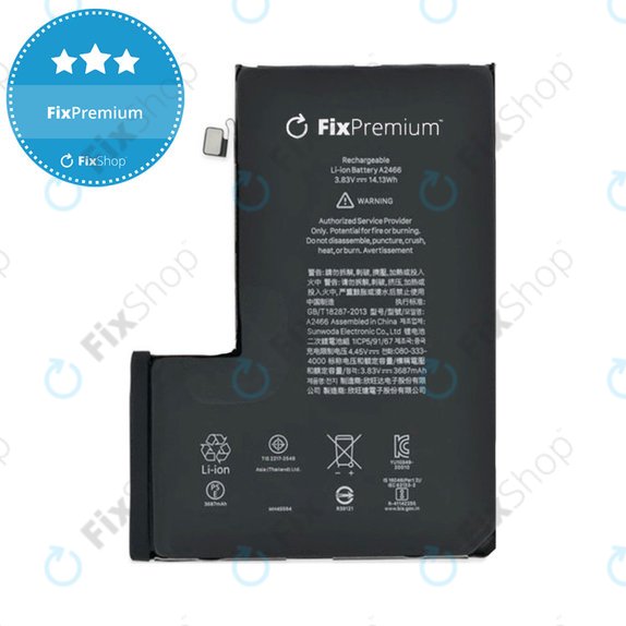 Akku Batterie für iPhone 12 Pro Max, 3687mAh, A2466, FixPremium