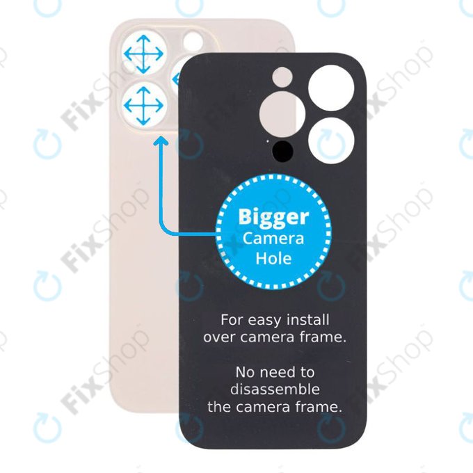 Apple iPhone 14 Pro - Backcover Glas Vergrössertes Ringloch für die Kamera (Gold)