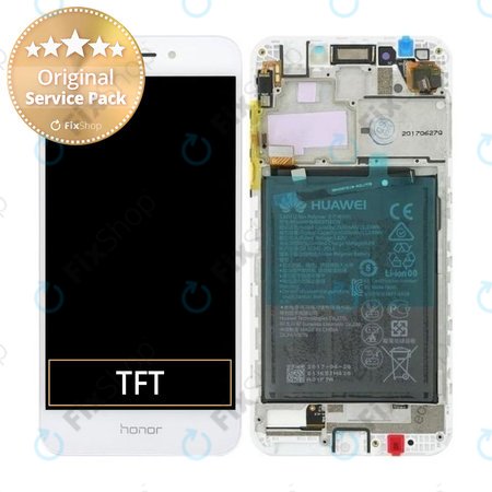 Huawei Honor 6A DLI-AL10 - LCD Display + Touchscreen Front Glas + Rahmen + Akku Batterie (Gold + Silver) - 02351KTV Genuine Service Pack