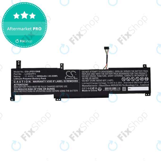 Batterie für Lenovo IdeaPad 3-series, 3950mAh, Li-Pol, 11.4V, L20M3PF0, HQ