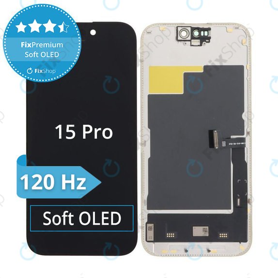 Display Soft OLED für iPhone 15 Pro, Touchscreen-Glas mit Rahmen, DIAGNOSTIC