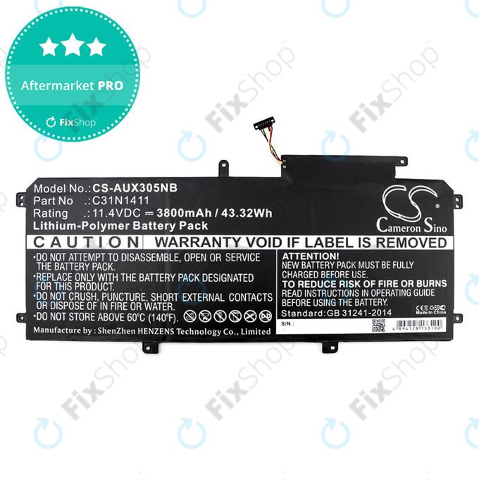Akku batterie für Asus Zenbook UX305, 3800mAh, Li-Pol, 11.4V, C31N1411, HQ