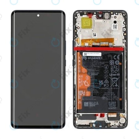 Huawei Nova 9 - LCD Display + Touchscreen Front Glas + Rahmen + Akku Batterie Batterie (Schwarz) - 02354NUJ