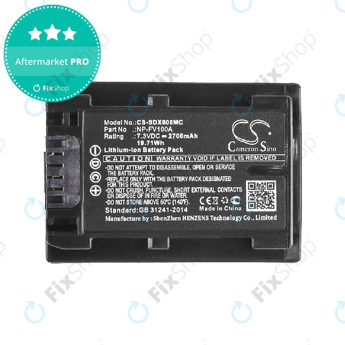 Batterie für Sony FDR-AX, HDR-CX, HDR-CX HDR-PJ, NEX-VG30, 2700mAh, Li-Ion, 7.3V, NP-FV100A, HQ