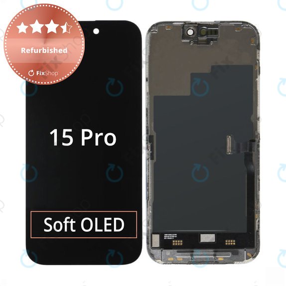 Display für iPhone 15 Pro, Touchscreen-Glas mit Rahmen, Refurbished