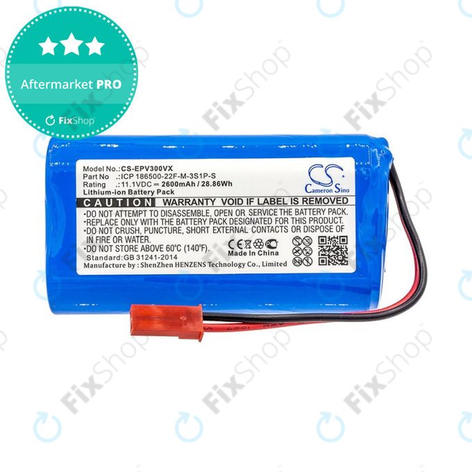 Akku batterie für Electropan ilife V5, V5s, 2600mAh, Li-Ion, 11.1V, ICP 186500-22F-M-3S1P-S, HQ