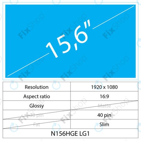 15.6 LCD Slim Glossy 40 Pin Full HD