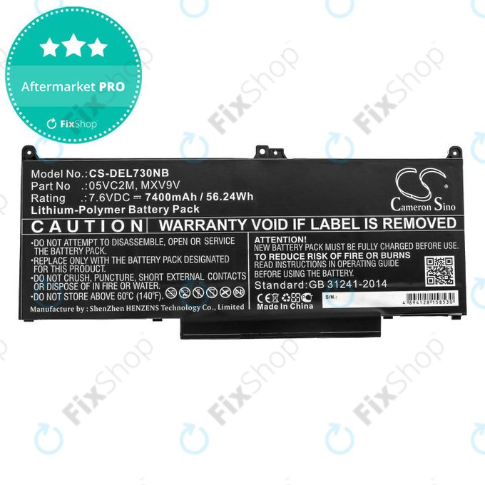 Akku batterie für Dell Latitude 13 7300, 14 7400, 7400mAh, Li-Pol, 7.6V, 05VC2M, HQ