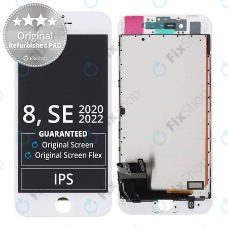 Apple iPhone 8, SE (2020), SE (2022) - LCD Display + Touchscreen Front Glas + Rahmen (White) Original Refurbished PRO
