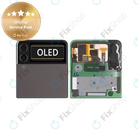 Samsung Galaxy Z Flip 3 F711B - LCD Display + Touchscreen Front Glas + Rahmen (Externe) (Phantom Black) - GH97-26773A Genuine Service Pack