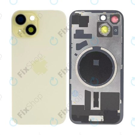 Apple iPhone 15 - Rückgehäuseglas + Kameraglas + Metallplatte + Magsafe-Magnet (Yellow)